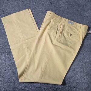 Asher Mens 35 Trousers Yellow Vintage Made in USA Straight Leg Cotton Blend
